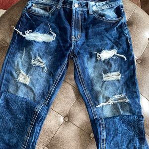 Men’s Dark distressed denim jeans